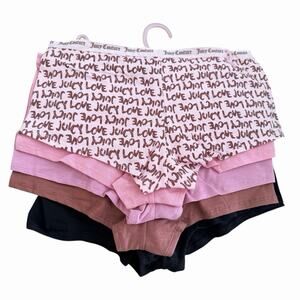 Juicy Couture~Women Boyshort Underwear Panties Cotton Blend 5-Pair JC7530~WOW~L